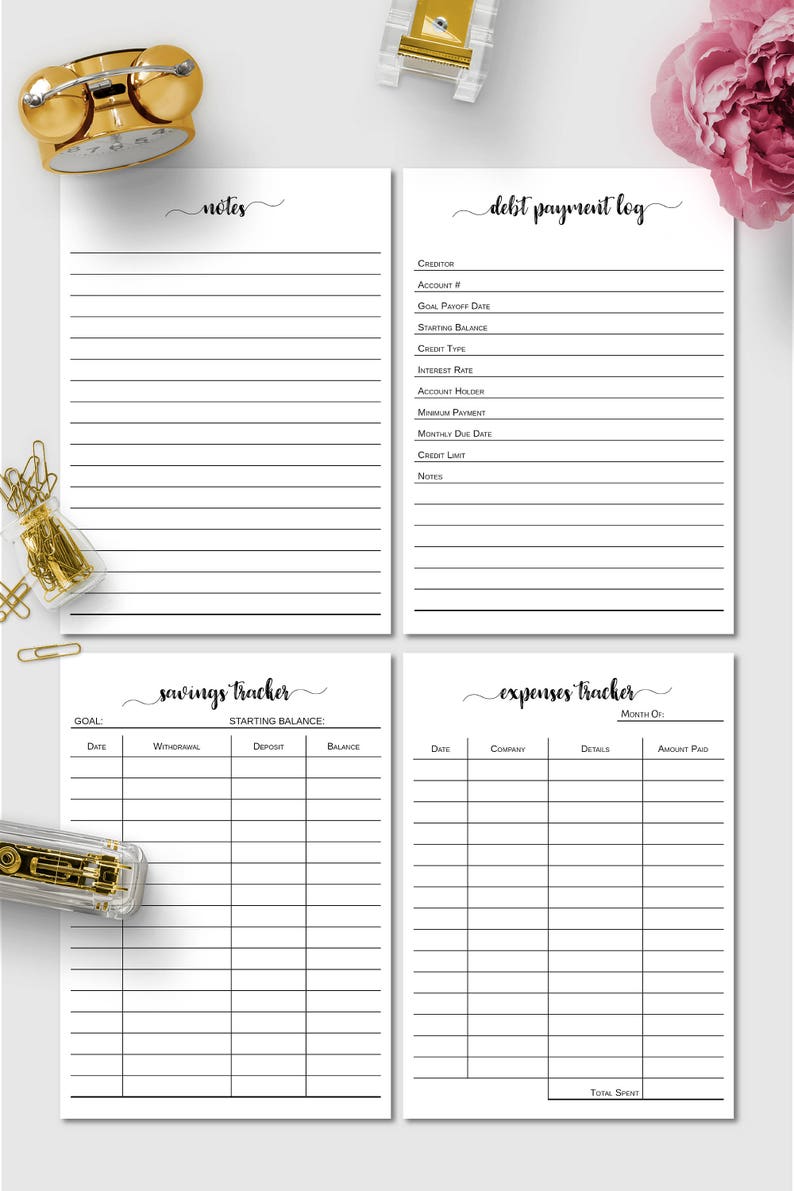 Financial Planner Inserts B6 Travelers Notebook Inserts Etsy