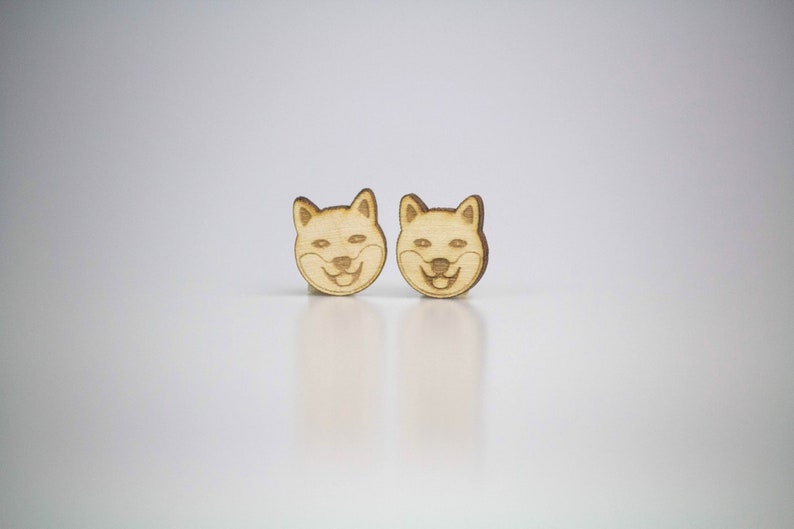 The Sochi Happy Shiba Inu Wooden Laser Cut Earrings Studs Posts Fundraiser