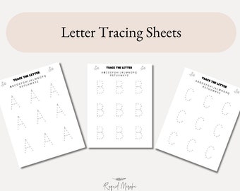 Hoja de trabajo para trazar el alfabeto y practicar la escritura a mano (descarga digital)