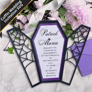 Gothic Cobweb Coffin Wedding Invitation SVG | Spiderweb Cricut Cut File