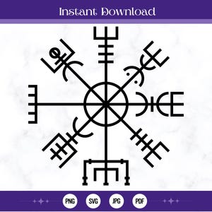 Viking Vegvisir Compass SVG: Celtic Runes, Norse Pagan Image (Digital Download)