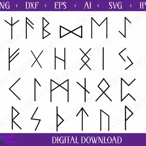 Nordic Runes svg cutting files, Viking Runes Svg, Viking Alphabet Svg, Celtic Runes Svg, Pagan, Norse, Letters Svg, Png, Dxf, Eps, Cricut