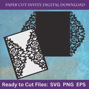 Wedding Invite Holder Cutting Template file, Laser Cut, Cricut, Silhouette Studio, Digital Download, cut file, Cutting file, png, svg, pdf