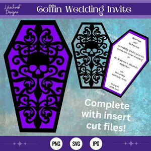 Elegant Skull Coffin Invite SVG file, Gothic wedding invitation, Coffin svg, Cricut Cutting file, laser cut, silhouette, digital download