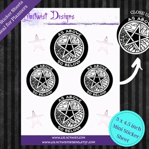 As Above So Below Mini Sticker Sheet - Pagan Witchy Planner Stickers | Bullet Journal | Pagan, Wicca, Witchcraft, Grimoire, Bujo, Hobonichi