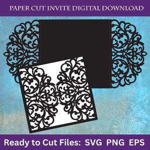 Wedding Invite Wrap Cutting Template file, Laser Cut, Cricut, Silhouette Studio, Digital Download, cut file, Cutting file, svg, pdf
