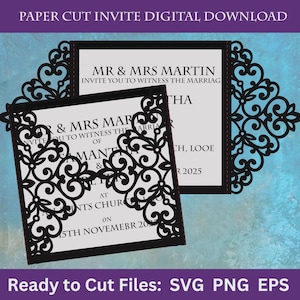 Wedding Invite Holder Cutting Template file, Laser Cut, Cricut, Silhouette Studio, Digital Download, cut file, Cutting file, png, svg, eps