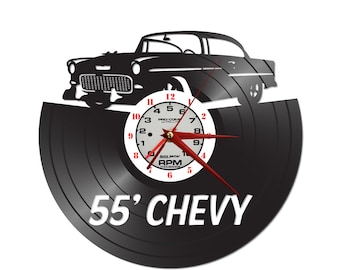FREE Shipping!!FREE SHIPPING!! 55 Chevy clock on vinyl record