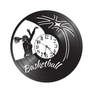 Vinyl record clock - Girls basketball clock - girls basketball decor - records for wall
