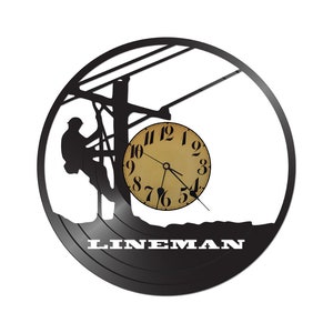 Lineman wall clock - lineman wall decor - vinyl record clock