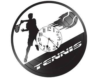 FREE Shipping!!FREE SHIPPING!! Vintage re-purposed tennis player/ball gift vinyl wall clock / wall vinyl décor / records for wall