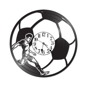 Vinyl record clock - records for wall - soccer decor - soccer clock - sports room decor