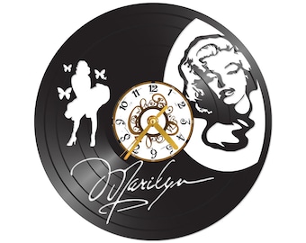 Vinyl record clock ** FREE SHIPPING** Marilyn - records for wall - vintage - re-purposed record clock