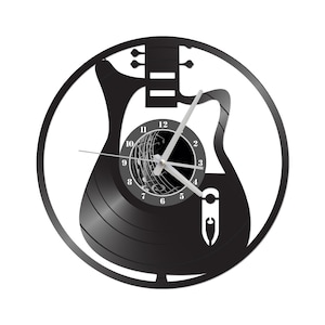 vinyl record clock - bass guitar gift - bass guitar vinyl record clock - records for wall - bass guitarist clock