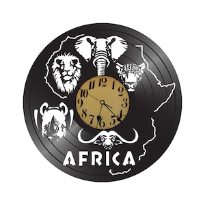 FREE Shipping!!FREE SHIPPING!! Vintage re-purposed African big 5 gift vinyl wall clock / wall vinyl décor / records for wall