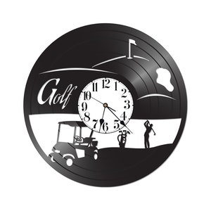 FREE Shipping!!FREE SHIPPING!! Golf Cart,Golfing vintage re-purposed vinyl record clock