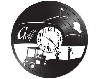 FREE Shipping!!FREE SHIPPING!! Golf Cart,Golfing vintage re-purposed vinyl record clock