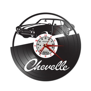 GRATIS verzending!! GRATIS VERZENDING!! Vinylplatenklok met Chevelle-thema