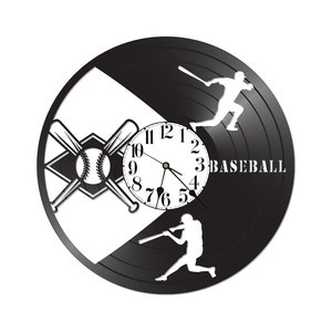 Baseball wall clock - vinyl record wall clock - records for wall - baseball decor