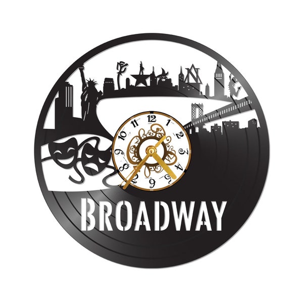 FREE SHIPPING!! Broadway Musical New York themed Vinyl Album Record Clock made in the > USA <