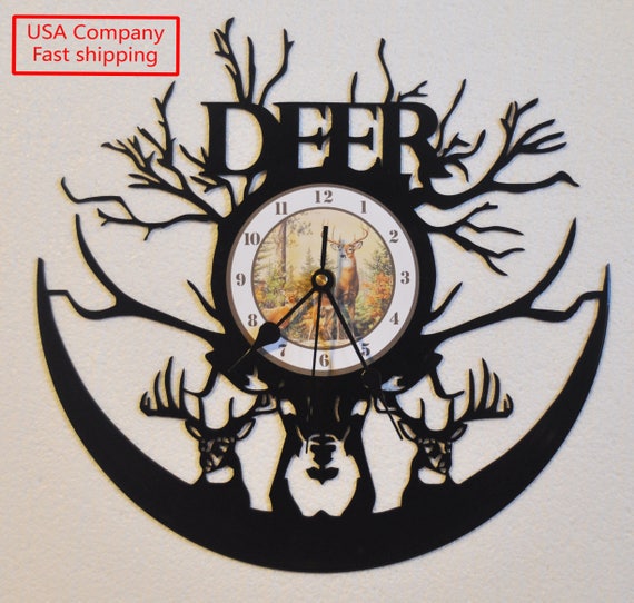 Hunting/Deer themed vinyl record clock FREE SHIPPING in Etsy