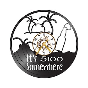 GEEN VERZENDKOSTEN!! 5 O'clock Somewhere-thema Vinyl Album Record Clock gemaakt in de > VS
