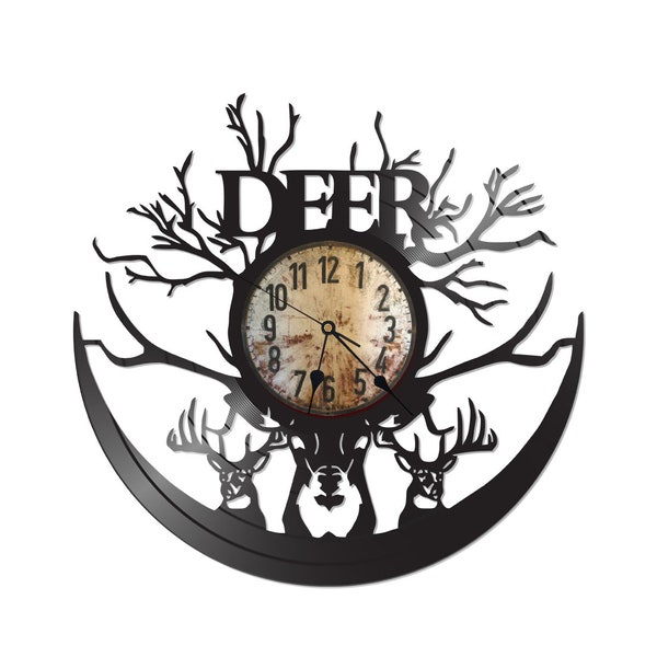 Hunting/Deer themed vinyl record clock **FREE SHIPPING in USA**