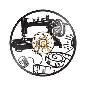 FREE Shipping!!Sewing Quilting Seamstress themed Vinyl Album Record Clock made in the &gt; USA &lt; with FREE Shipping!