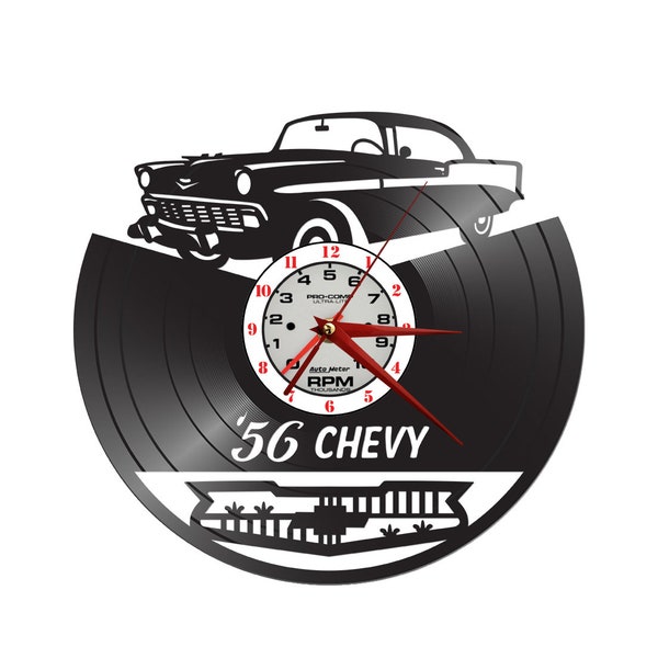 Vinyl record clock - 56 Chevy - clock for wall - vinyl for wall classic cars