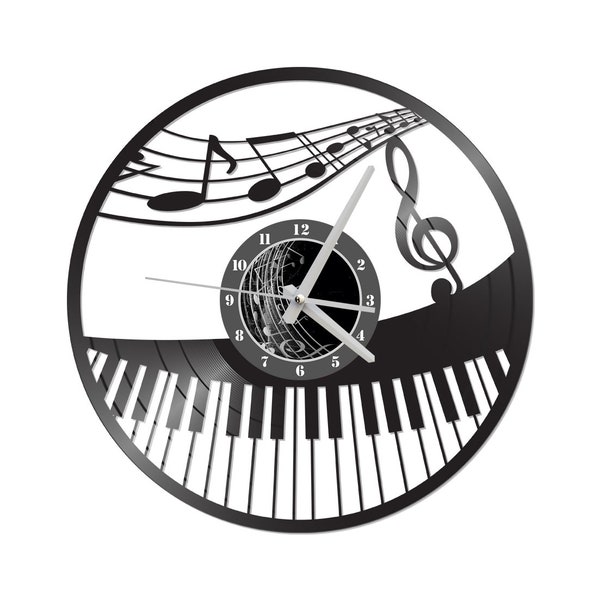 FREE SHIPPING within USA!! piano themed vinyl album record clock made in the >