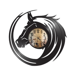 Kostenloser Versand!! KOSTENLOSER VERSAND!! Rodeo, Pferd, vintage Neuverwendete Vinyl Schallplattenuhr
