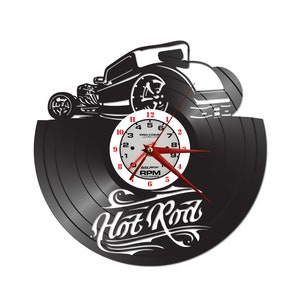 FREE Shipping!!FREE SHIPPING!! Hot Rod classic, vintage, re-purposed vinyl record clock