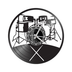 GRATIS VERZENDING!! Muziek / Drum Kit thema Vinyl Album Record Clock gemaakt in de > VS <