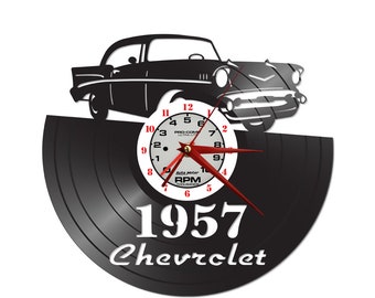 FREE Shipping!!FREE SHIPPING!! 1957 Chevy inspired vinyl record clock-repurposed vintage
