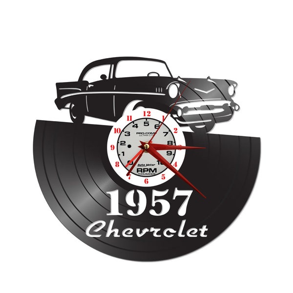 FREE Shipping!!FREE SHIPPING!! 1957 Chevy inspired vinyl record clock-repurposed vintage