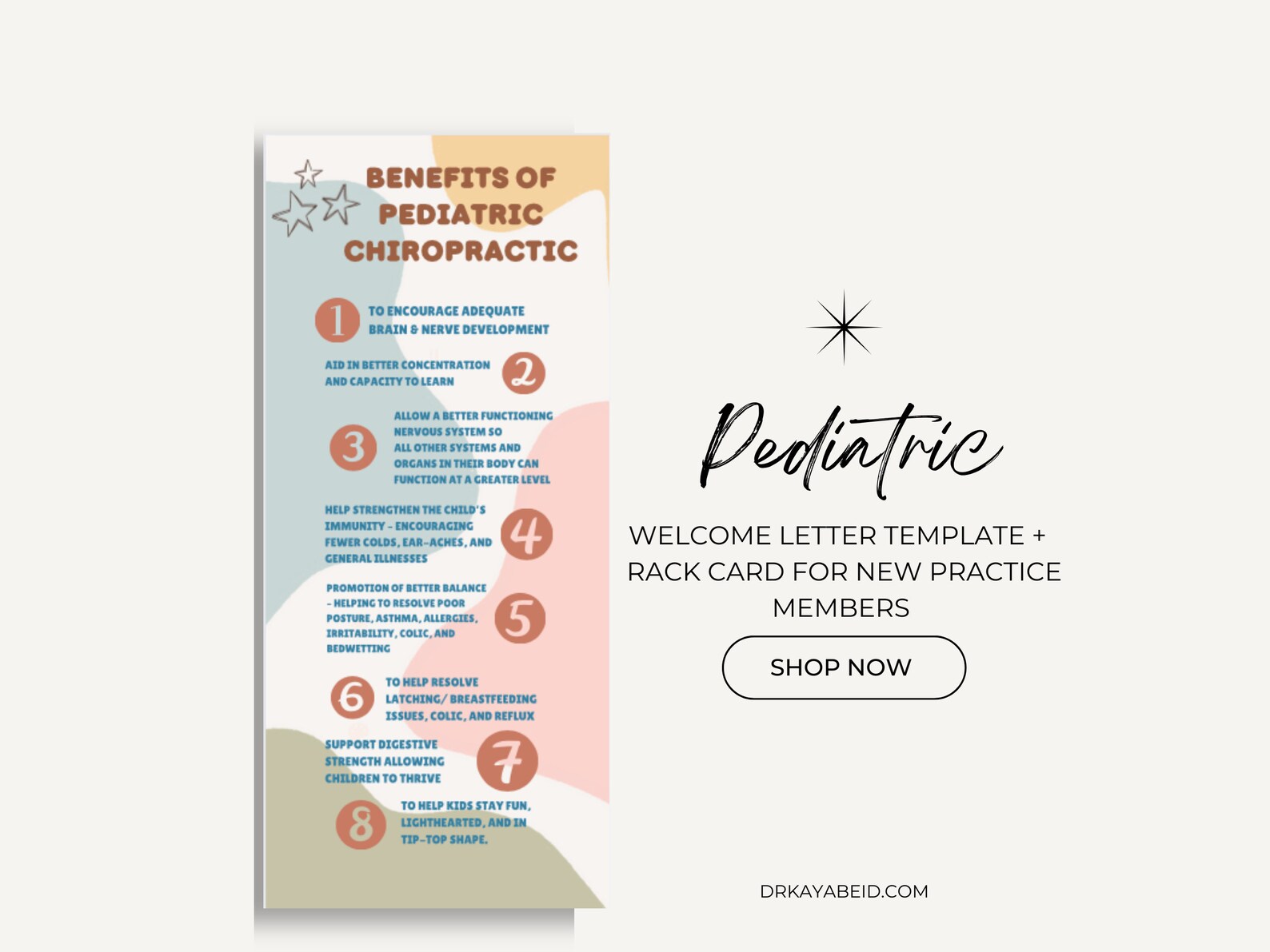 Paediatric Rack Card Chiropractic Office Pediatric Bundle W/ Pediatric Welcome Letter ...
