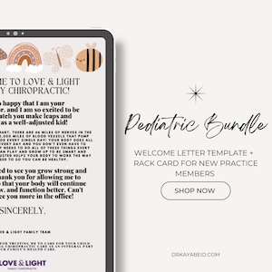Chiropractic Office Pediatric Bundle w/ Pediatric Welcome Letter & Pediatric Rack Card for Patient Education Template Canva Instant Download