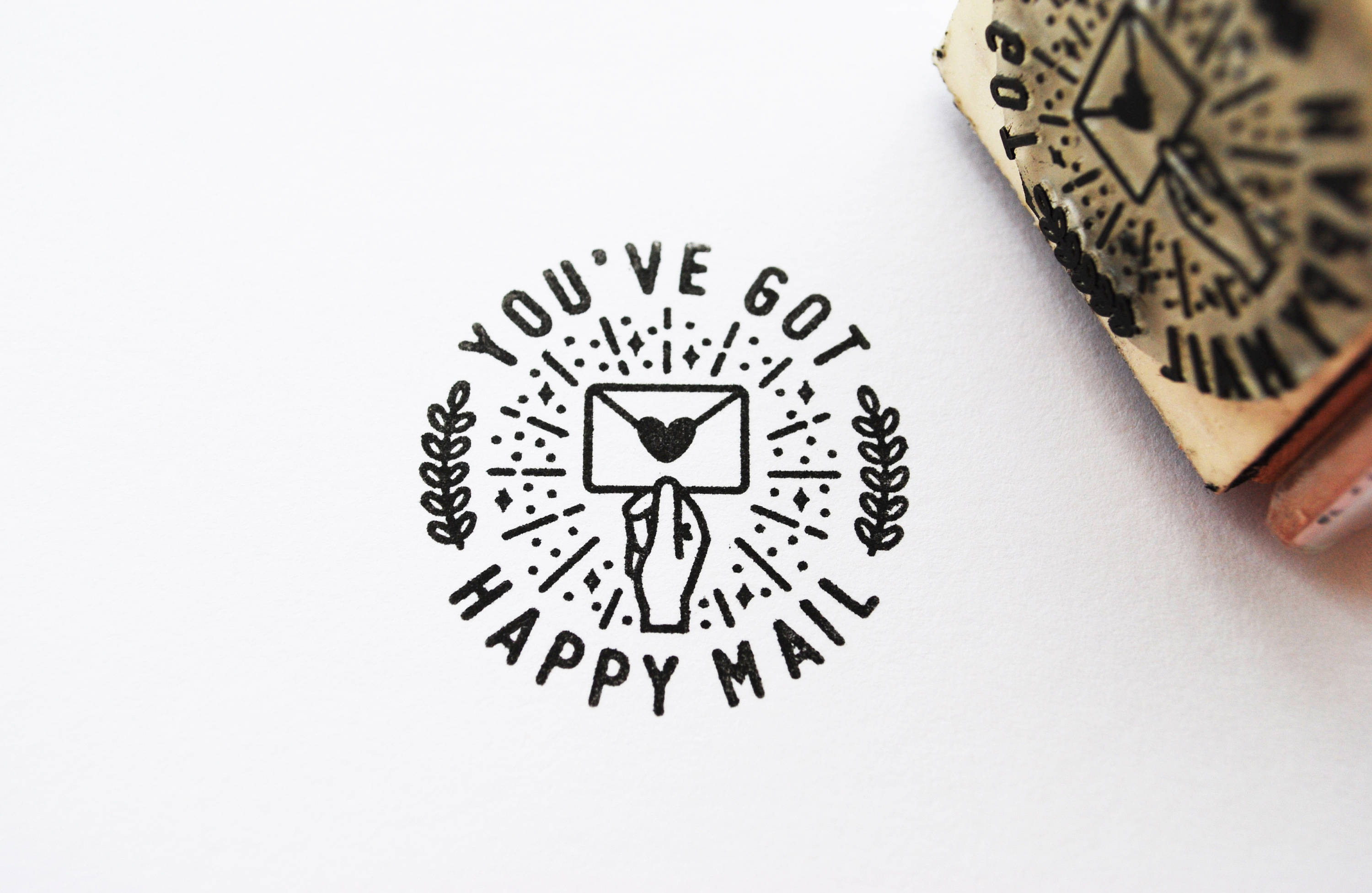You've Got Happy Mail Stamp, Rubber Stamp, Polymer Stamp