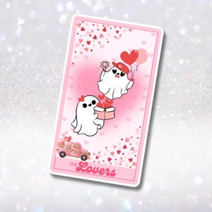 The Lovers Tarot Karte Valentinstag Aufkleber - Herzen und süße Geister Aufkleber - Kindle Charms Vinyl - Ipad Dekorationen - Kindle Pop Insert Geschenke