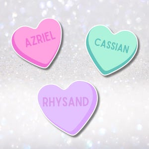 Pegatinas de corazón de caramelo de ACOTAR - Charms de fantasía para Kindle Pops - Decoraciones de caramelos de San Valentín - Pegatinas para tarjetas de San Valentín - Pegatinas TOG