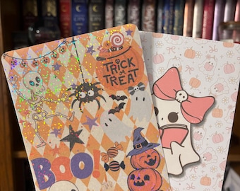 Autumn Kindle Inserts - Kobo Libra Colorsoft - Holographic Fall Spooky Aesthetic - Bookish Cute Reading Ghost with Bow IPad Decor