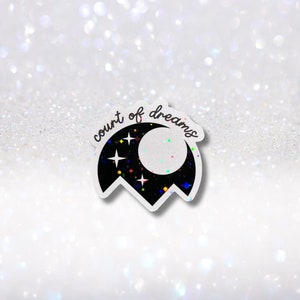Pegatina de vinilo holográfica inspirada en ACOTAR de Court of Dreams. Velaris Decor - Amuleto para Kindle con temática de libros - Rhysand Night Court - Decoración de estrellas y luna