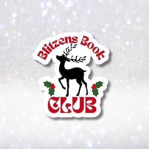 Adesivo natalizio per amanti dei libri - Adesivo del club del libro di Blitzen - Decorazioni festive per gli amanti dei libri - Regali per le feste natalizie - Kindle Charm Pops