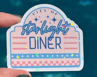 Cute Diner Sticker - Vintage Diner Kindle Accessories - Retro Restaurant Bookish Decal for Laptop Ipad - Romance Holographic Stickers