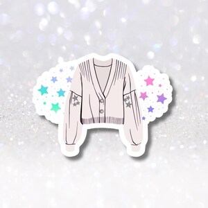 Pegatina holográfica de suéter cottagecore con efecto neón y noche estrellada - Charm Pops para Kindle - Calcomanía acogedora con estilo cottagecore para botellas de agua, iPad y portátil