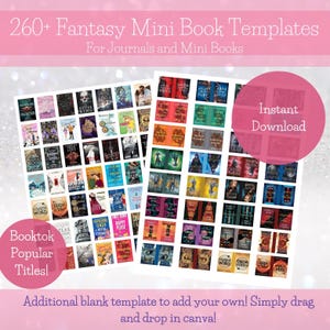Digital Mini Book Cover - Fantasy Printable Template TBR Jar - Year of Books - 1:12 Dollhouse Minis - Anxiety Bookshelf - Gift Book Ornament