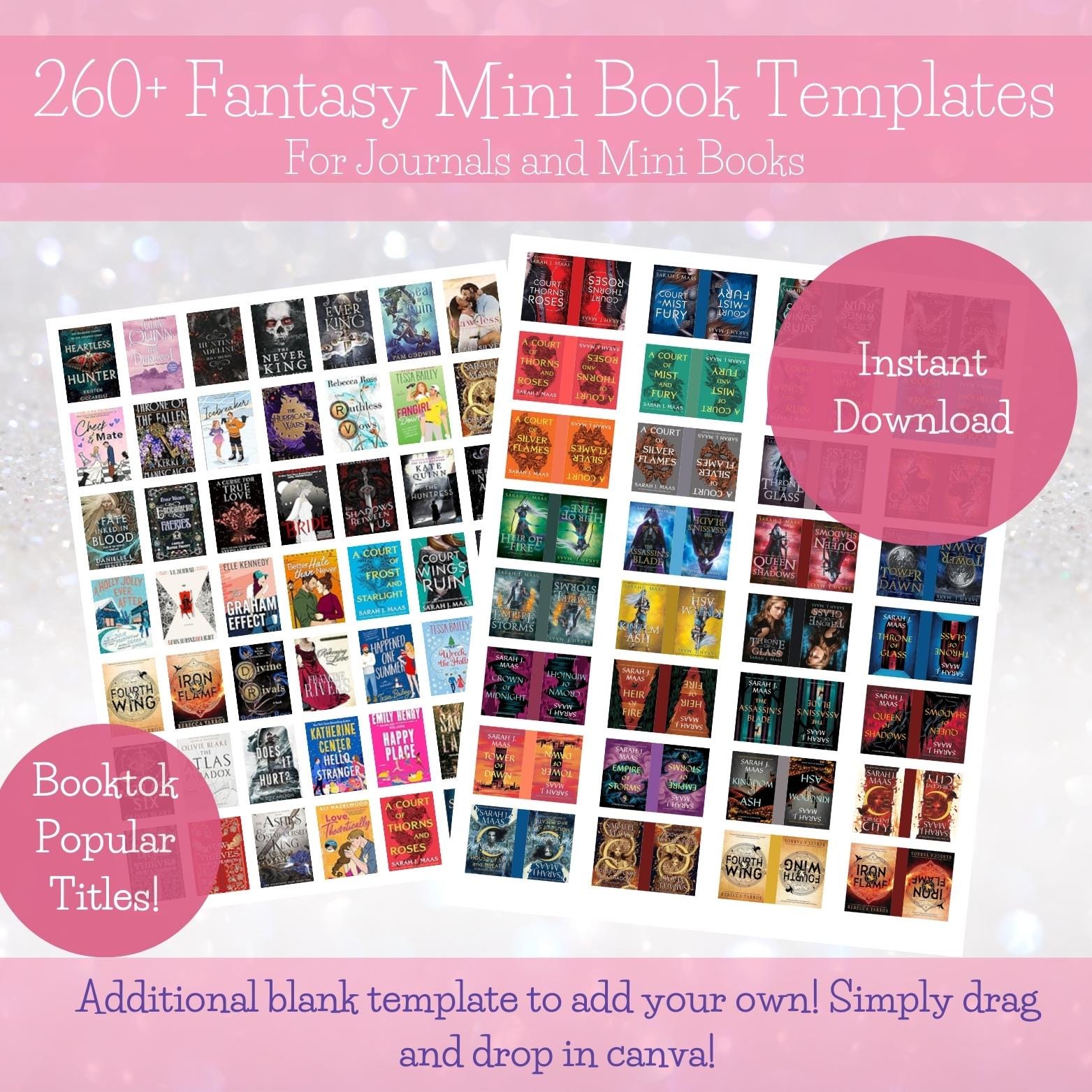 Digital Mini Book Cover - Fantasy Printable Template TBR Jar - Year of Books - 1:12 Dollhouse Minis - Anxiety Bookshelf - Gift Book Ornament