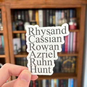 Pegatina de vinilo con los nombres de ACOTAR / Calcomanía de Crescent City / Pegatina para Kindle TOG / Amuleto para Kindle con diseño de libros / Rhysand Cassian Azriel Hunt Rowan Rhun