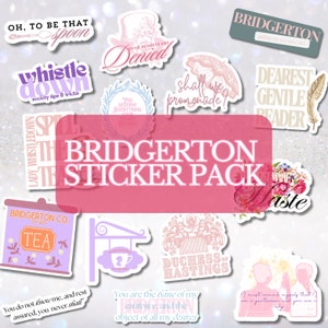 Pack d'autocollants Bridgerton, sticker Lady Whistledown, Kindle Pops, cadeaux livresques, Sticker fleurs boutique de thé, décoration écrivains, autocollant renverser le thé