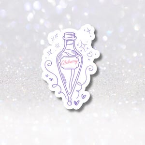 Alchemie drankje fles sticker-magische leesgrage Fantasy Kindle Pop-liefdesdrank sticker-holografische sterren en harten sticker-Romantasy cadeau